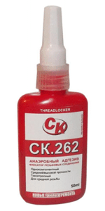 СК.262 Анаэробный резьбовой фиксатор средней-низкой прочности, тиксотропный, низкая вязкость, легко разборный, применим к большинству металлических поверхностей. Химически стойкий, устойчив к коррозии (50мл)